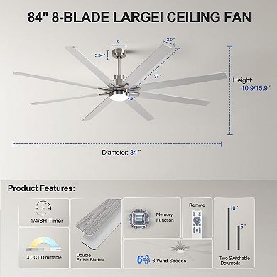 ELEMENT ACE 8-Piece Plywood Reversible Blade Ceiling Fan with LED Light Kit & Remote