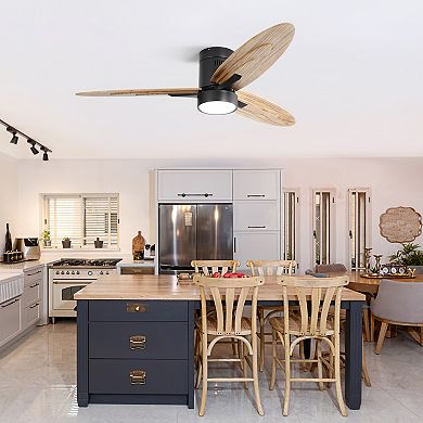 ELEMENT ACE 56 Inch Modern Flush Mount Ceiling Fan with LED Light and Remote Control for Large Rooms