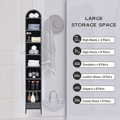 Arched Bookshelf, Modern Farmhouse Bookshelf Storage Cabinet w/Adjustable Shelves, Wood Bookshelf