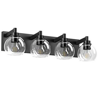 ELEMENT ACE 4-Light Industrial Vanity Lighting Fixture with Clear Glass Shades for Modern Bathrooms