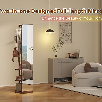 ELEMENT ACE 360° Rotating Full-Length Mirror with Storage Hooks