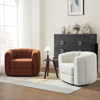 Whisen Swivel Accent Barrel Chair, Modern Round Armchairs with Upholstered