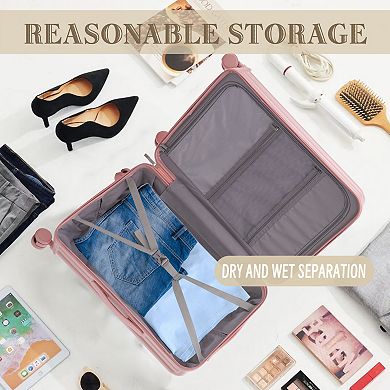 ELEMENT ACE 3-Piece Set of Lightweight ABS Hardshell Spinner Luggage with Cup Holder and USB Port