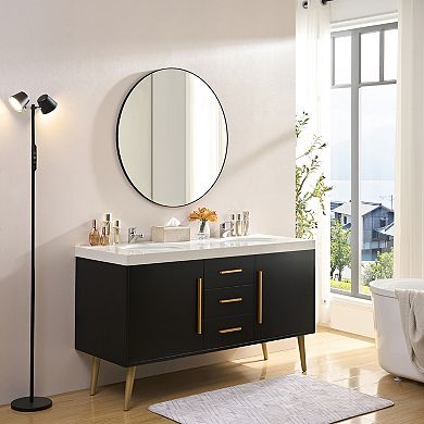 ELEMENT ACE Modern Circular Wall Mirror with Ultra-Narrow Metal Frame for Bathroom and Living Room