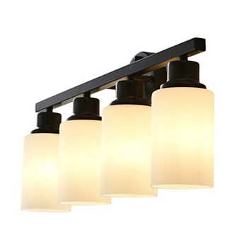 ELEMENT ACE 4-Light Wall Sconce Lighting Fixture with White Glass Shades for Indoor Use