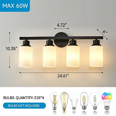 ELEMENT ACE 4-Light Wall Sconce Lighting Fixture with White Glass Shades for Indoor Use