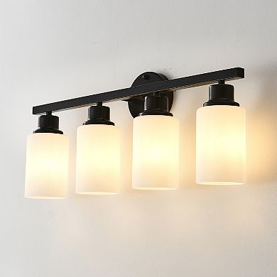 ELEMENT ACE 4-Light Wall Sconce Lighting Fixture with White Glass Shades for Indoor Use