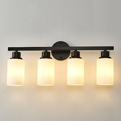 ELEMENT ACE 4-Light Wall Sconce Lighting Fixture with White Glass Shades for Indoor Use