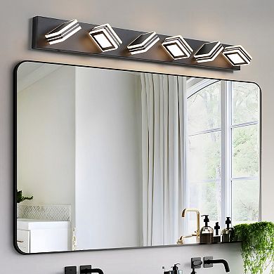 ELEMENT ACE Modern 6-Light LED Vanity Wall Fixture with Dimmable Lighting for Bathroom Spaces