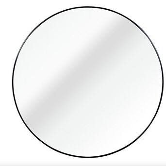 ELEMENT ACE 39 Inch Black Metal Framed Round Wall Mirror with Shatterproof Design