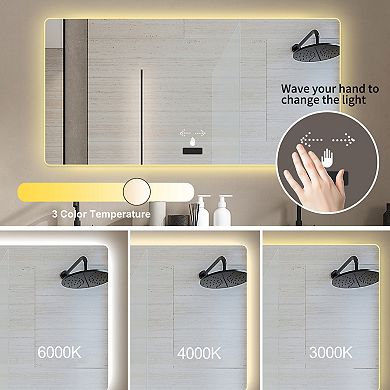 ELEMENT ACE LED Backlit Bathroom Mirror 48x32 Inch, Frameless, Anti-Fog, Smart Sensor