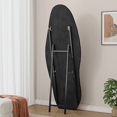 ELEMENT ACE Full Length Floor Mirror with Flannel Wrapped Wooden Frame and Irregular Wavy Design