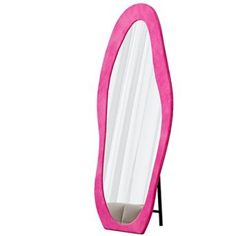 ELEMENT ACE Full Length Floor Mirror with Flannel Wrapped Wooden Frame and Irregular Wavy Design