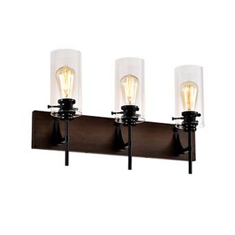 ELEMENT ACE Modern 3-Light Vanity Fixture with Clear Glass Shade for Bathroom and Kitchen Lighting