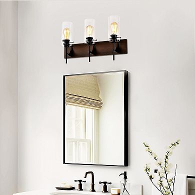 ELEMENT ACE Modern 3-Light Vanity Fixture with Clear Glass Shade for Bathroom and Kitchen Lighting