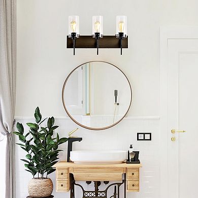 ELEMENT ACE Modern 3-Light Vanity Fixture with Clear Glass Shade for Bathroom and Kitchen Lighting