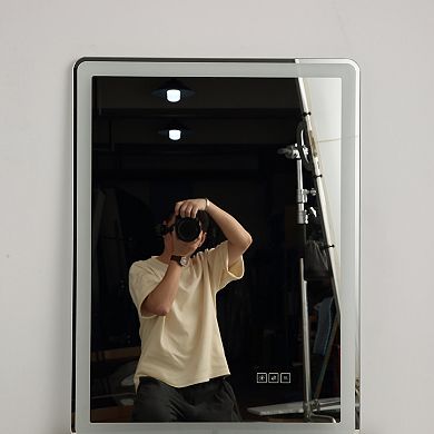 ELEMENT ACE 48x32 Inch LED Illuminated Bathroom Mirror with Anti-Fog Technology and Dimming Options