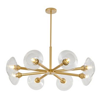 ELEMENT ACE Modern 8-Light Sputnik Chandelier with Clear Glass Shades Mid-Century Pendant Fixture