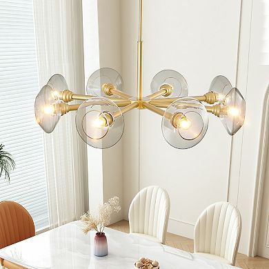 ELEMENT ACE Modern 8-Light Sputnik Chandelier with Clear Glass Shades Mid-Century Pendant Fixture