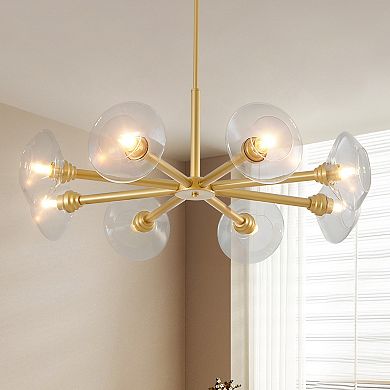 ELEMENT ACE Modern 8-Light Sputnik Chandelier with Clear Glass Shades Mid-Century Pendant Fixture