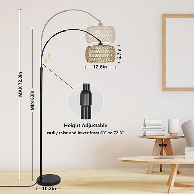 ELEMENT ACE Arched Floor Lamp - Adjustable Height & Dimmable LED for Living Room/Bedroom