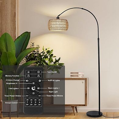ELEMENT ACE Arched Floor Lamp - Adjustable Height & Dimmable LED for Living Room/Bedroom