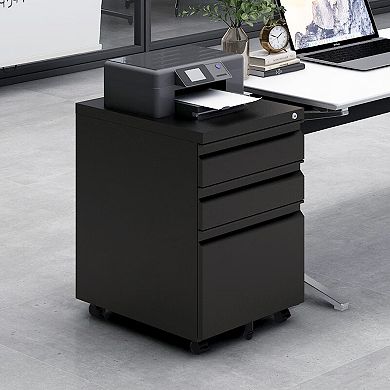 GOODSILO 3-Drawer Mobile Filing Cabinet with Lock for Legal and Letter Size Documents