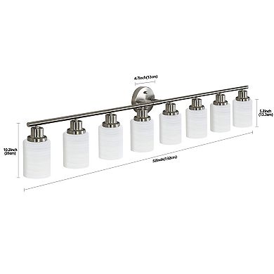 ELEMENT ACE Modern 8-Light Vanity Wall Sconce Lighting Fixture with Frosted Glass Shades