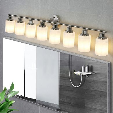 ELEMENT ACE Modern 8-Light Vanity Wall Sconce Lighting Fixture with Frosted Glass Shades