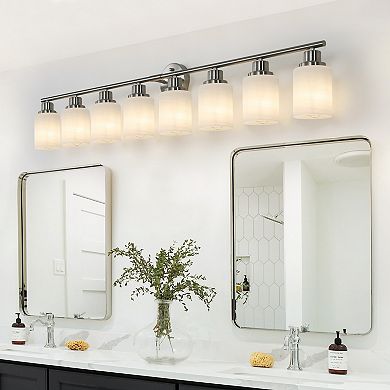 ELEMENT ACE Modern 8-Light Vanity Wall Sconce Lighting Fixture with Frosted Glass Shades