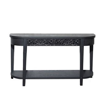 GOODSILO 59.2-Inch Carved Wood Console Table with Storage Shelf and Two Drawers for Entryway