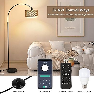 ELEMENT ACE Modern Arc Floor Lamp with Remote, Adjustable Height & Dimmable LED Light