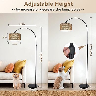 ELEMENT ACE Modern Arc Floor Lamp with Remote, Adjustable Height & Dimmable LED Light