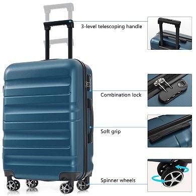 ELEMENT ACE Lightweight ABS Hardshell Checked Luggage Set with Spinner Wheels and Packing Cubes