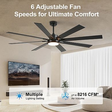 ELEMENT ACE 72" 8-Blade Reversible DC Motor Ceiling Fan w/ Dimmable LED Light & Remote
