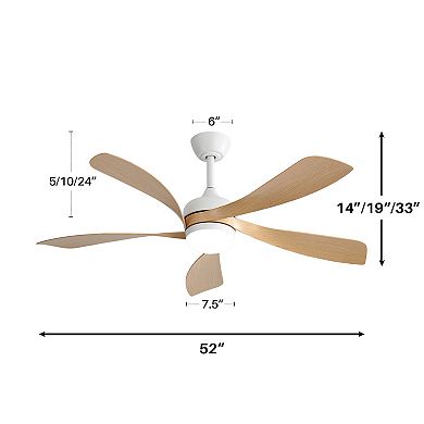 ELEMENT ACE 52 Inch Modern Ceiling Fan with Dimmable LED Light and Remote Control