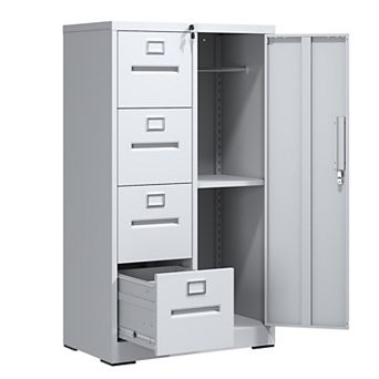 GOODSILO Vertical Metal Storage Cabinet with Lock, 4-Drawer and Door Steel File Locker