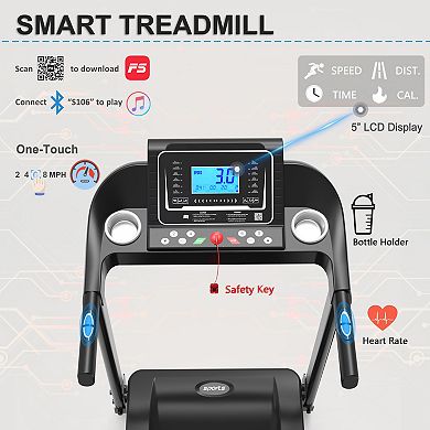 ELEMENT ACE Foldable Electric Treadmill with Incline, Bluetooth & LCD for Home Workouts