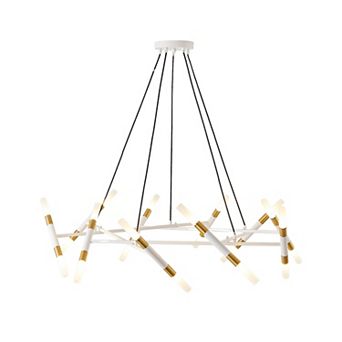 ELEMENT ACE Modern Branch Design Chandelier Light Fixture with Frosted Tubes and Adjustable Height