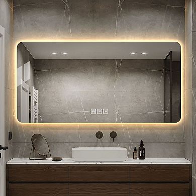 ELEMENT ACE 48x24 Inch LED Bathroom Mirror with Anti-Fog and Dimmable Lighting