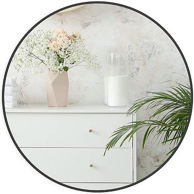 ELEMENT ACE 30 Inch Round Wall Mirror with Black Metal Frame for Modern Bathroom Decor