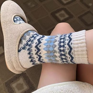 Women's 5-Pair Fair Isle Knit Crew Socks Soft Cozy Stretch Winter Patterned Socks for Everyday Wear