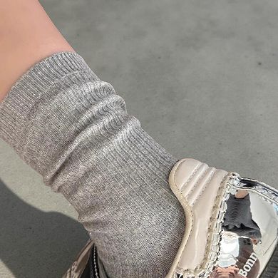 Women's 4-Pair Ribbed Knit Crew Socks Soft Essential Socks for Casual Wear Layering