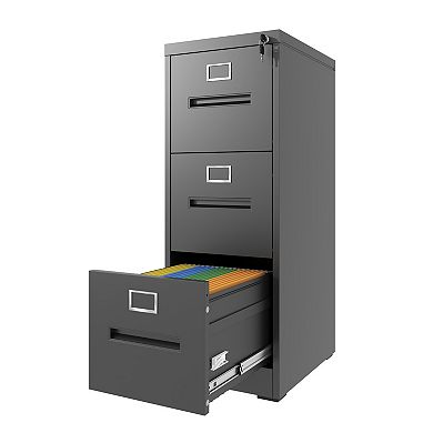GOODSILO Three-Drawer Locking Vertical File Cabinet for Legal and Letter Size Documents