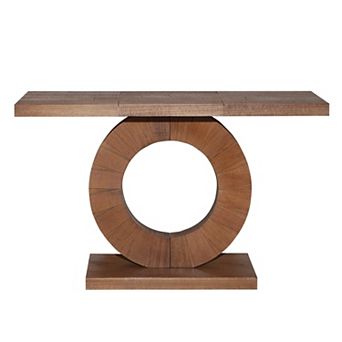 GOODSILO Modern Minimalist Wooden Console Table with Circular Base for Entryway and Living Room