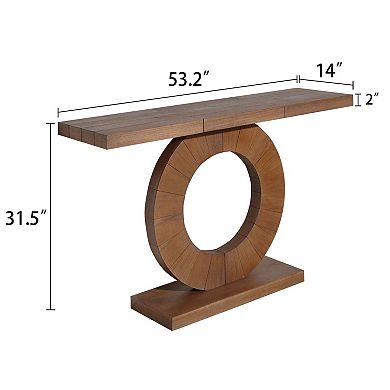 GOODSILO Modern Minimalist Wooden Console Table with Circular Base for Entryway and Living Room