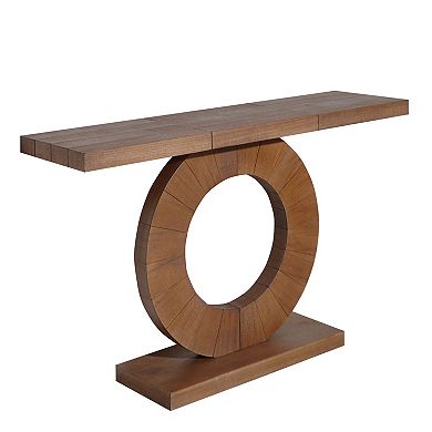 GOODSILO Modern Minimalist Wooden Console Table with Circular Base for Entryway and Living Room