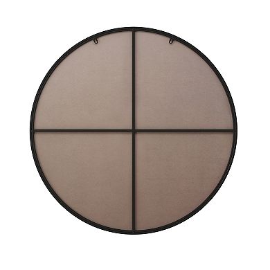 ELEMENT ACE 28 Inch Circular Metal Framed Wall Mirror for Modern Home Decor and Vanity Use