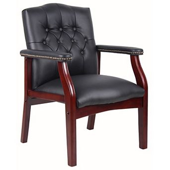 GOODSILO Ergonomic Mid-Back Leather Office Chair with Padded Seat and Arms for Conference Rooms