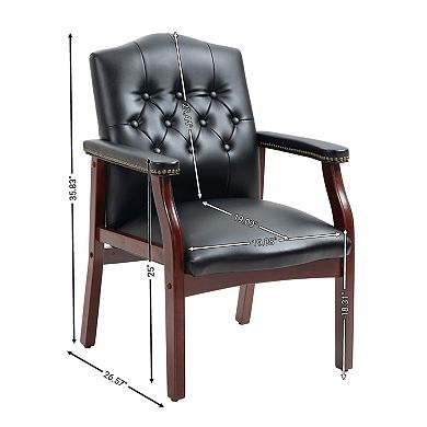 GOODSILO Ergonomic Mid-Back Leather Office Chair with Padded Seat and Arms for Conference Rooms